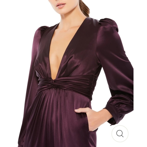 IEENA FOR MAC DUGGAL Front Twist Puff Sleeve Deep V Jumpsuit - Picture 5 of 13